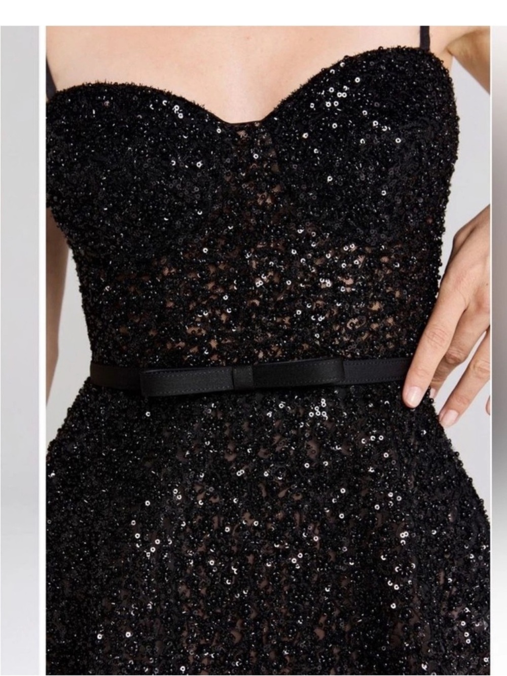 Nadine Merabi Marilyn Rhinestone Cocktail Dress Black - Picture 3 of 10